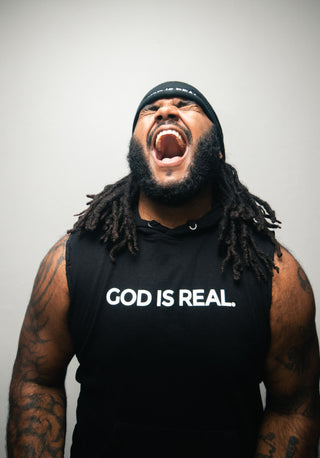 TJ53 God Is Real Sleeveless Hoodie