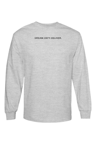 Heavyweight Oversized Long-Sleeve Tee – Dream. Defy. Deliver.