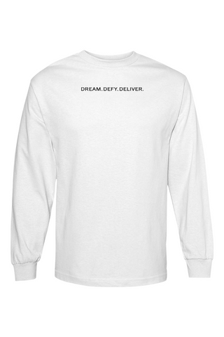 Heavyweight Oversized Long-Sleeve Tee – Dream. Defy. Deliver.